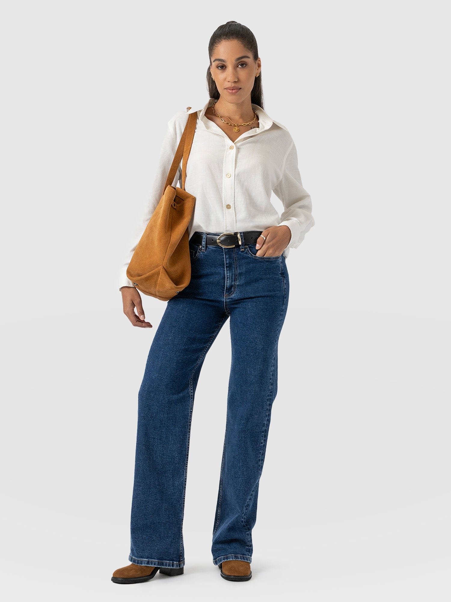 Wide Leg Jean - Mid Blue-Regular - Women's Jeanss | Saint + Sofia® EU
